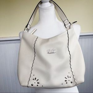 Nicole Miller Annie Hobo Faux Leather Cream Bag